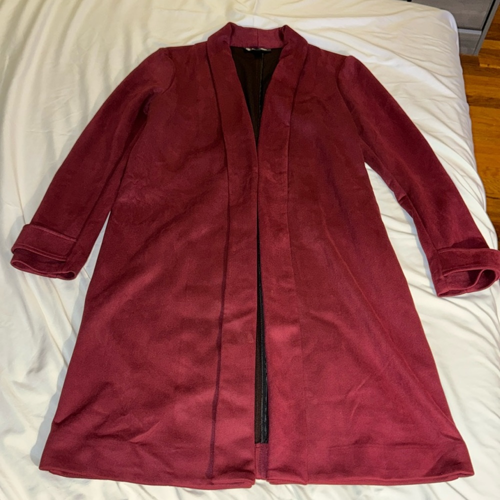 Velvet burgundy trench coat